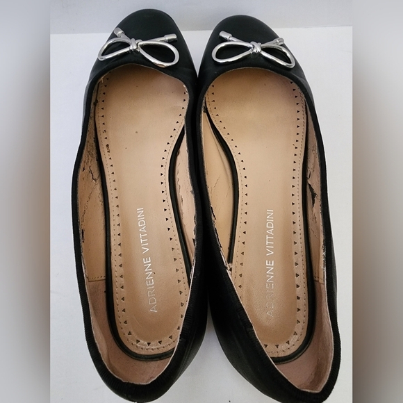Adrienne Vittadini Womans Midnight Black  Metal Front Bow Ballet Flats, sz 8 - Picture 7 of 10